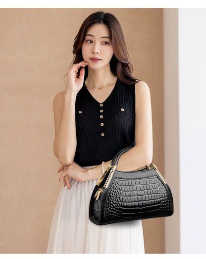 Alligator Patent Leather Shoulder Crossbody Hand Bags for Women Brand Luxury Handbags Women Bags Designer Hobos Two Layers Sac
