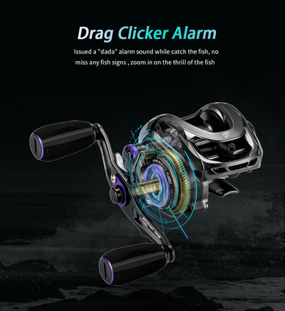 Soloking GKA200 Pro Baitcasting Reel Fishing Reels 9KG Drag Power 6+1 BB Drag Clicker Sound Baitcaster Reel 베이트 릴