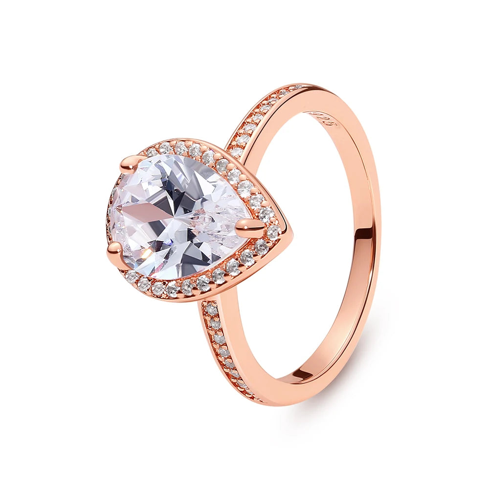 Original 925 Sterling Silver Ring Love Heart Pave CZ Crystal Stackable Rings For Women Wedding Engagement Birthday Gift Jewelry