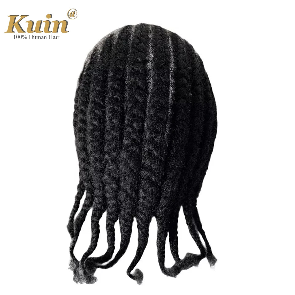 Braiding Toupee For Men Cornrow Braid Full Lace Man WIg Human Hair Braids Male Hair Prosthesis Human Hair Replacement System