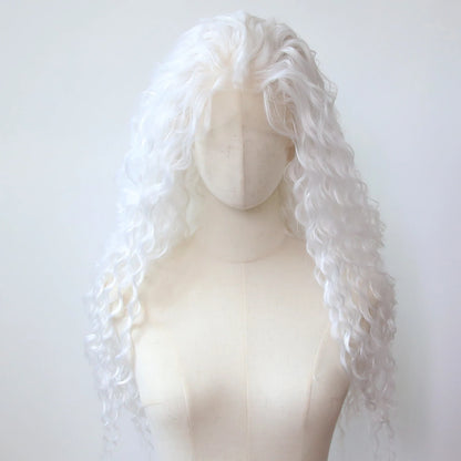 Black Romance Curly Synthetic Lace Front Wig Long Deep Curly Jet Black Lace Front Synthetic Wig Pre Plucked Natural Hairline