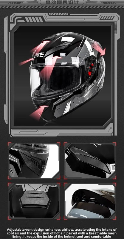Unisex Design Little Turtle Model Full Face Motorcycle Helmet Reduces Wind Noise and Buffeting for Peaceful Riding All Seasons