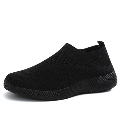 Women's Solid Color Sneakers Breathable Mesh Woven Outdoor Lightweight Low Top Walking Running Sports Socks Shoes