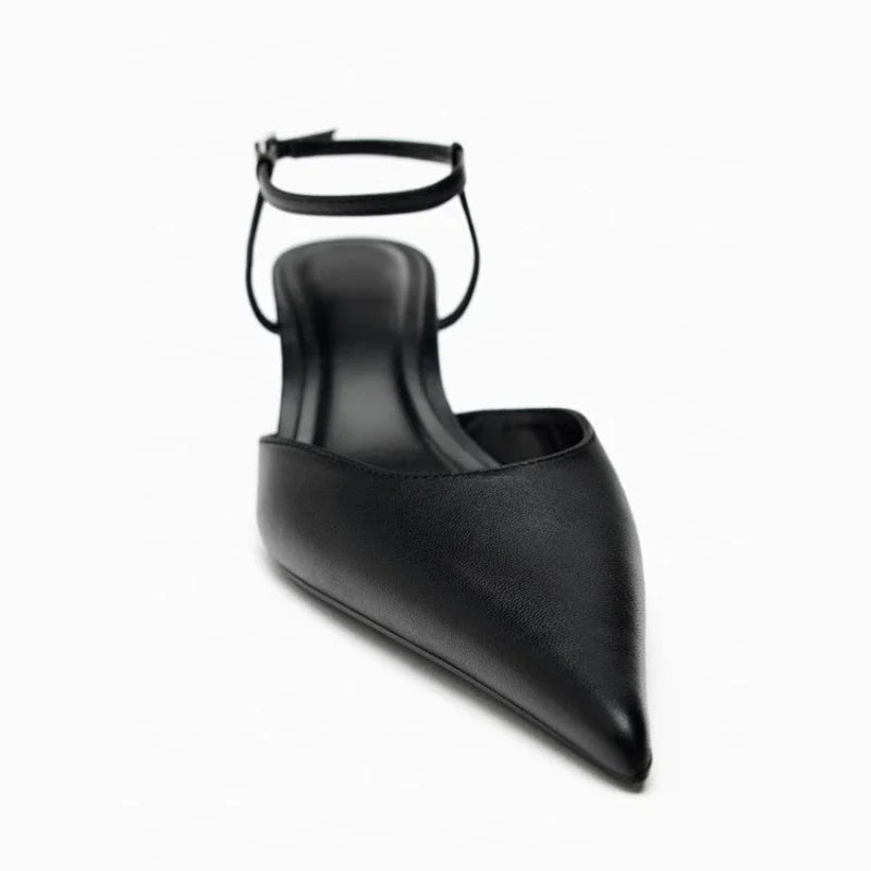 Luxury Brand Women's Pointed Toe Wedge Sandals Summer New Shallow One-word Buckle Designer Shoes Fashion Slingback Mules Shoes