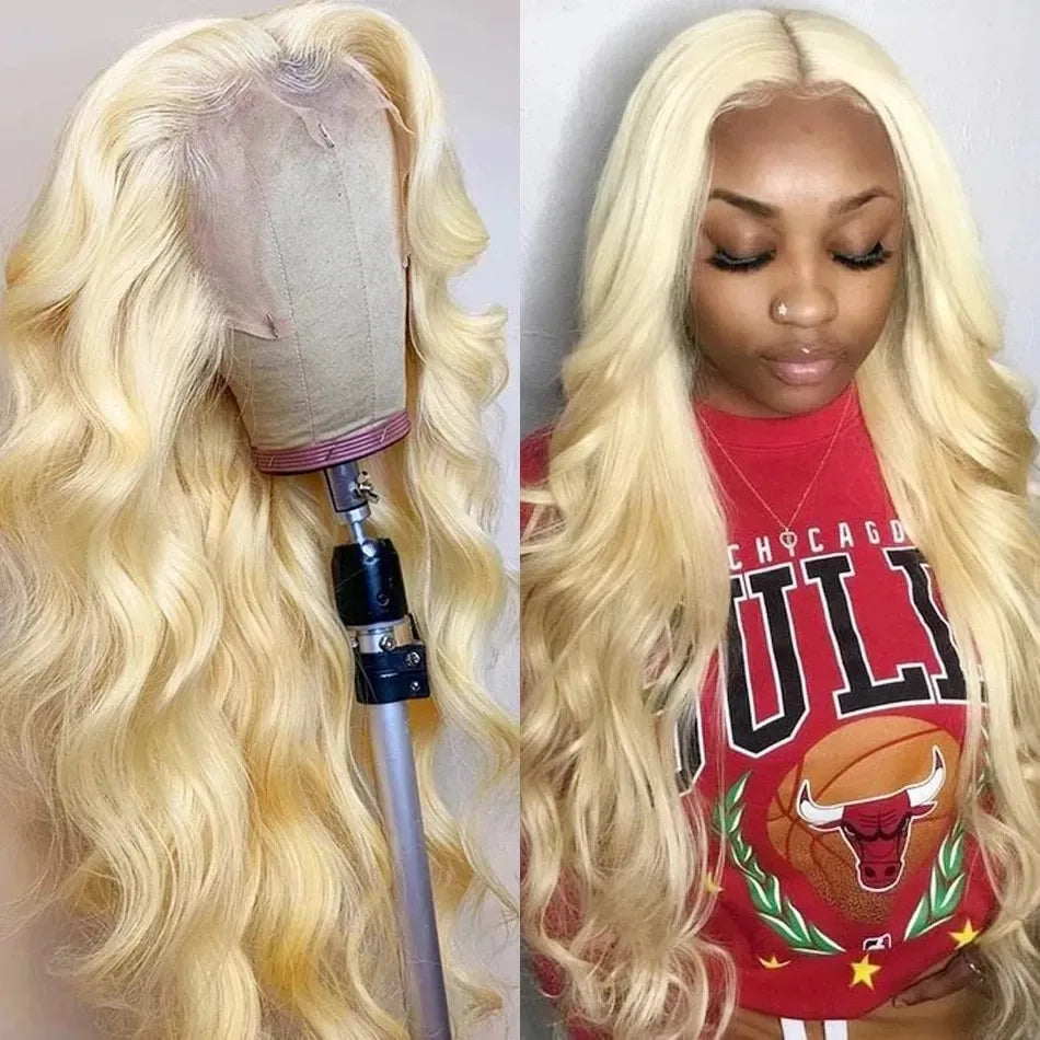 Yellow Wig 13x4 HD Body Wave Lace Frontal Wig Glueless Lace Front Wig Preplucked Synthetic High Quality Ready To Wear Cosplay
