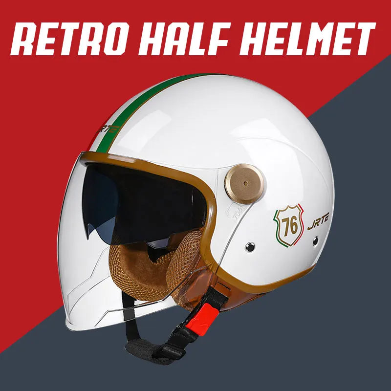 Daul Lens Open Face Motorcycle Helmets Retro Vintage Moto Jet Helmet Men Women DOT Unisex 3/4 Open Half Helm Cascos Para Motos