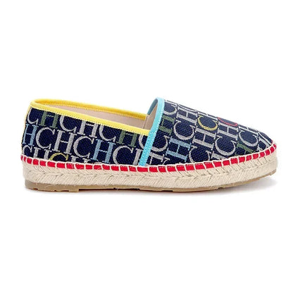 CH Fashion Monogram Print Commuter Flats Woven Material Fisherman 2025 New Luxury Brand Slip-On Women's Casual Shoes