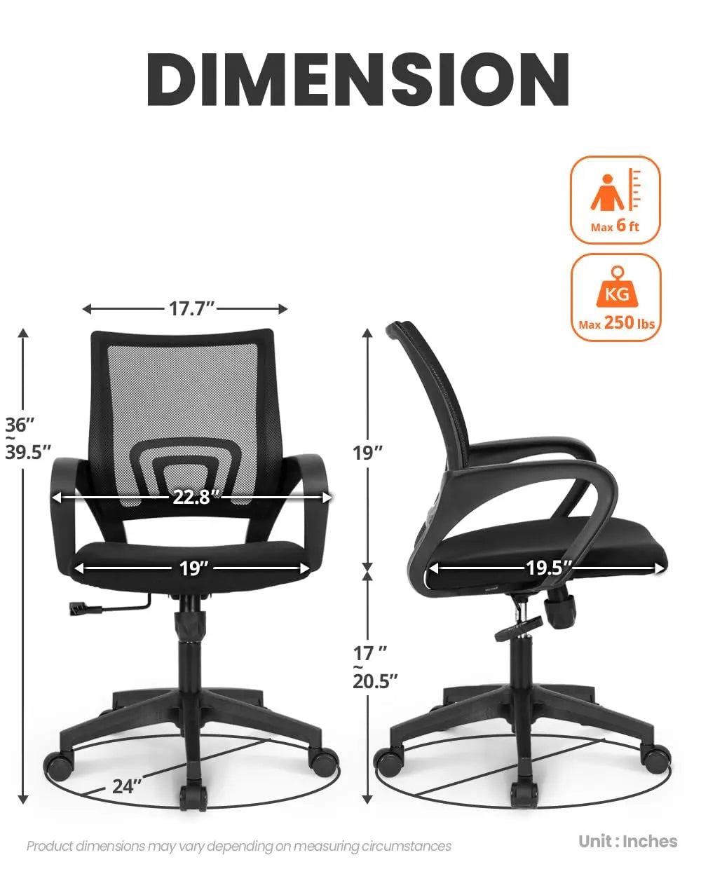 Office Desk Computer Chair Ergonomic Mesh Gaming Mid Back Seat with Comfy Lumbar Support Adjustable Height Swivel, Customized