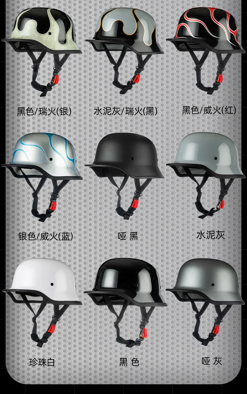 German Soldier Helmet Motorcycle for Harley Retro Half Helmet Motorcycle Helmet Summer 3C Certification Scoop Helmet Cruise Car