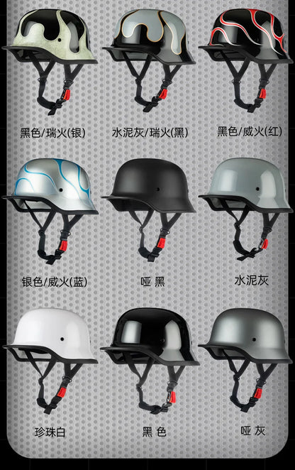 German Soldier Helmet Motorcycle for Harley Retro Half Helmet Motorcycle Helmet Summer 3C Certification Scoop Helmet Cruise Car