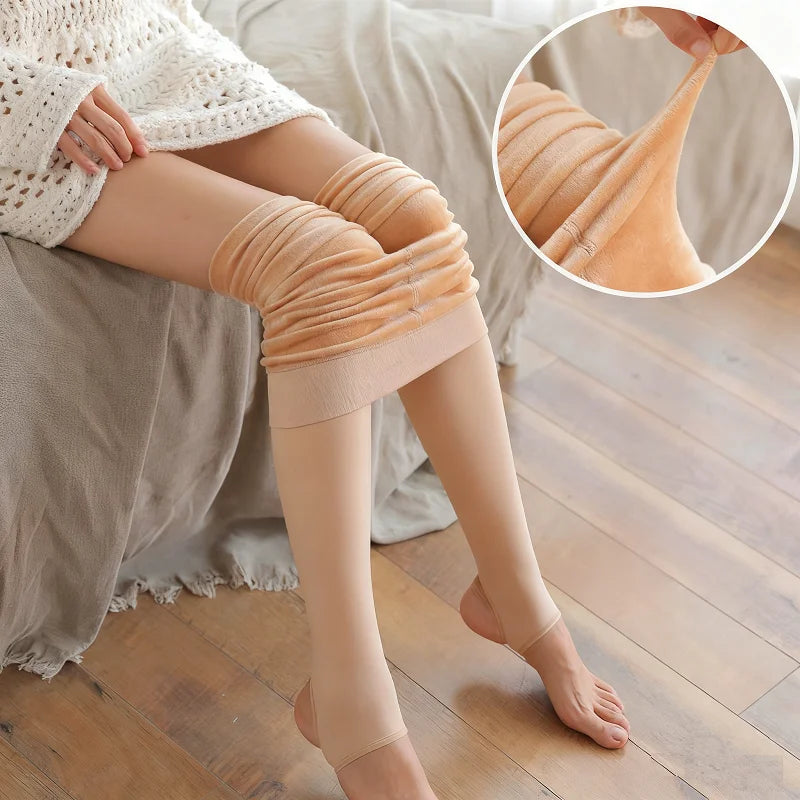 Women Thermal Pantyhose for Winter Warm Leggings Panty Polar Skin Black Effect Stockings Thermal Women Sock Fleece Lined Tights