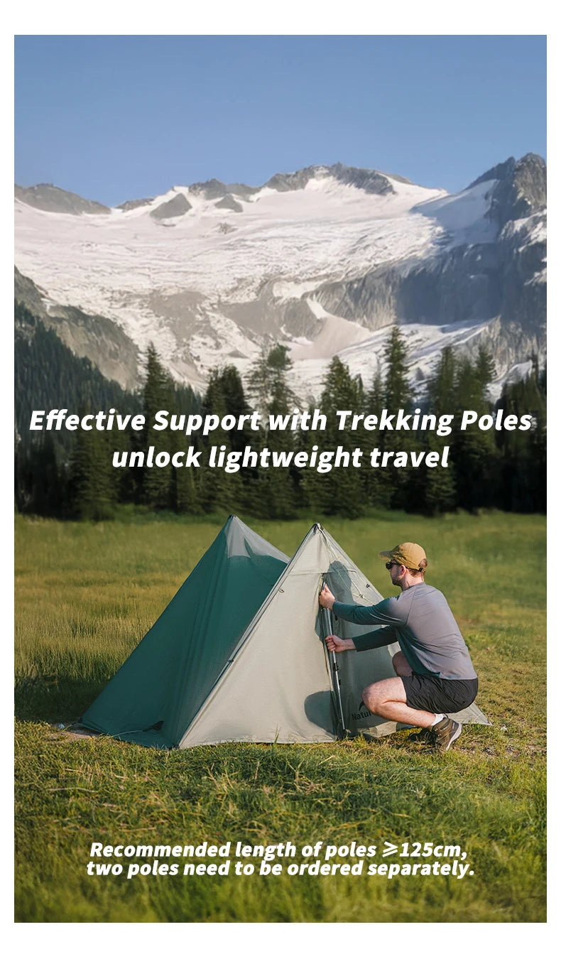 Naturehike Ultra Light Hiking Tent 2 Person Outdoor Camping Pyramid Tent 15D Nylon Waterproof Portable Backpacking Tent with Mat