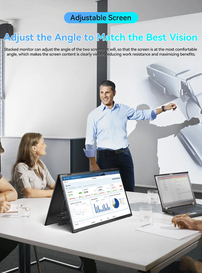 UPERFECT Triple Screen 15.6"/18.5“ Portable Foldable Monitor Dual Screen with Stand Extender 1080P FHD IPS for Laptop Windows