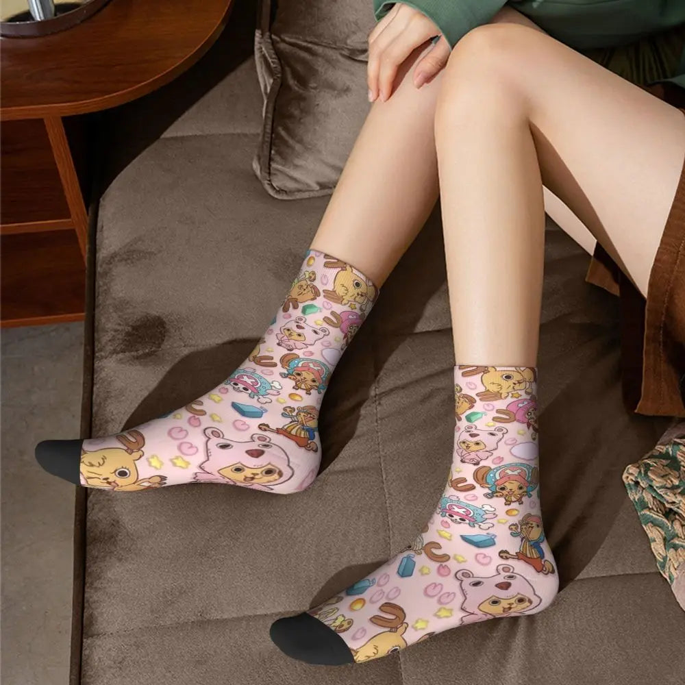 Fashion Men's Socks Harajuku Tony Tony Choppers Sock Luffys Zoros Trafalgar Law Anime Women's Socks Spring Summer Autumn Winter