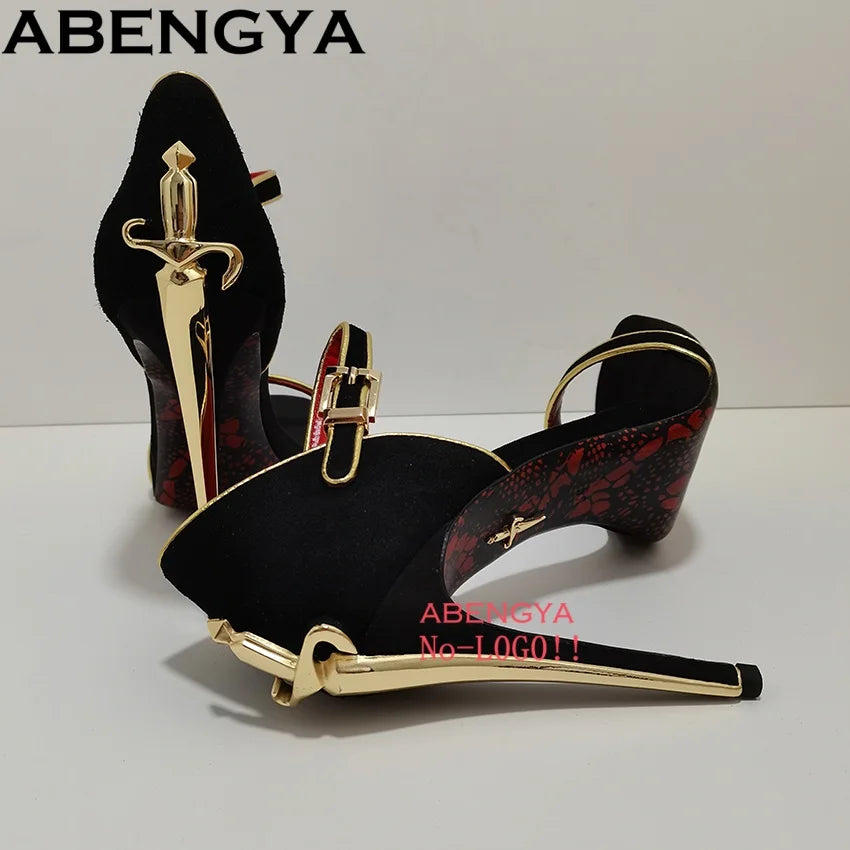 2025 Super High Heels Leather Sandals Women Open Toe High Heel Party Shoes Summer Ankle Strap Women's Gladiator Sandalias Mujer