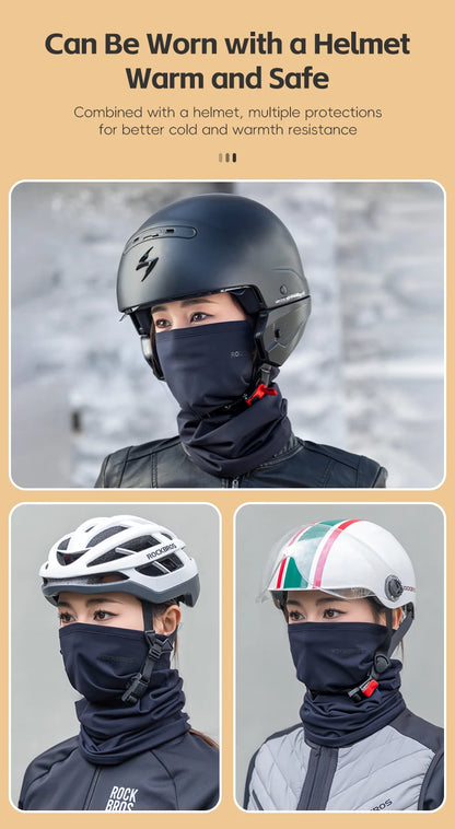 ROCKBROS Winter Warm Cycling Face Mask Windproof Thermal Fleece Bike Headband Scarf Men Women Breathable Cycling Neck Gaiter