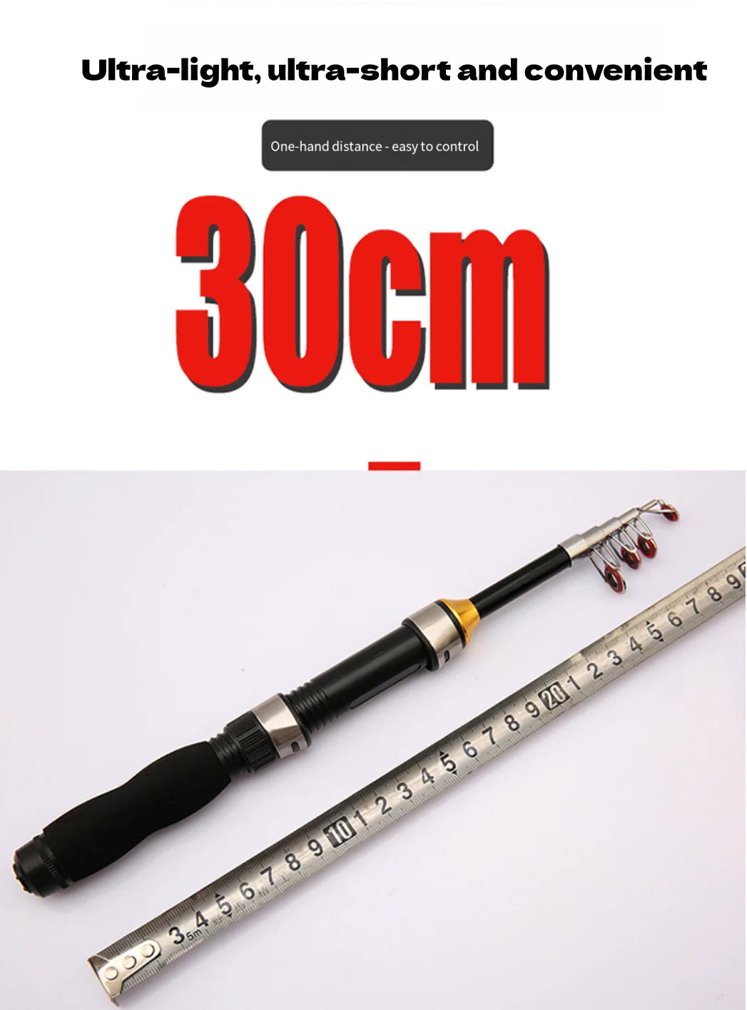 Mini Telescopic Sea Fishing Rod, Portable Spinning Rod 1.0-2.3m Ultra-Short Travel Rock Fishing Rod with Metal Spinning Reel