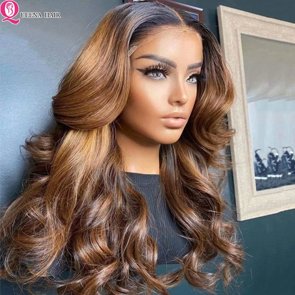 Honey Blonde Lace Front Wig PrePlucked 1B 27 Human Hair Wigs Ombre Body Wave Lace Front Human Hair Wig 180% Raw Bodywave 30 Inch