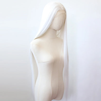 Pure White Synthetic Lace Front Wig 40inch Long Straight Snow White Lace Front Synthetic Wig Pre Plucked Natural Hairline