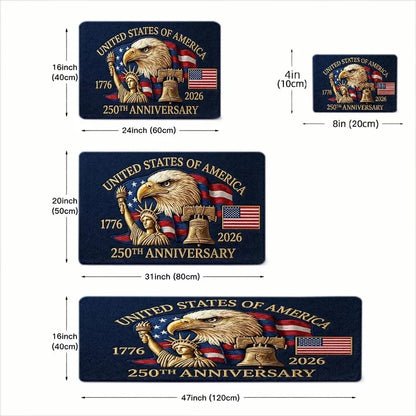 US Independence 250th Anniversary Doormat Multi Pack Set Patriotic Flannel Rug Non Slip Rubber Backing Washable Welcome Mat