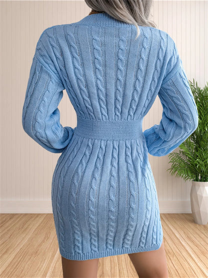 Women Sweater Dresses Cocktail V Neck Knitted Dress Sweater Sheath Dress