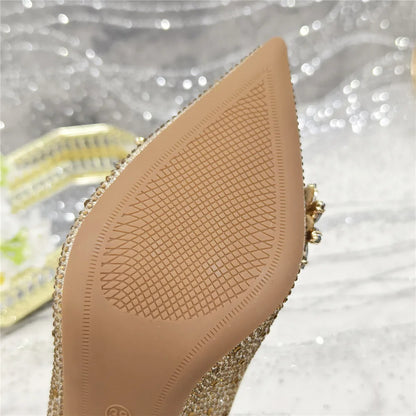 New Arrival African Women Shoes Decorated with Rhinestone Shoes for Women 2025 Designer Luxury Plus Size 43 Wedding Shoes Bride