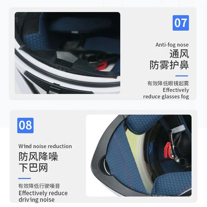 Motorcycle Helmet Full Face Racing Motorbike Helmet with Double Sun Visor Women Man Flip Up Moto Helmets Capacete De Moto