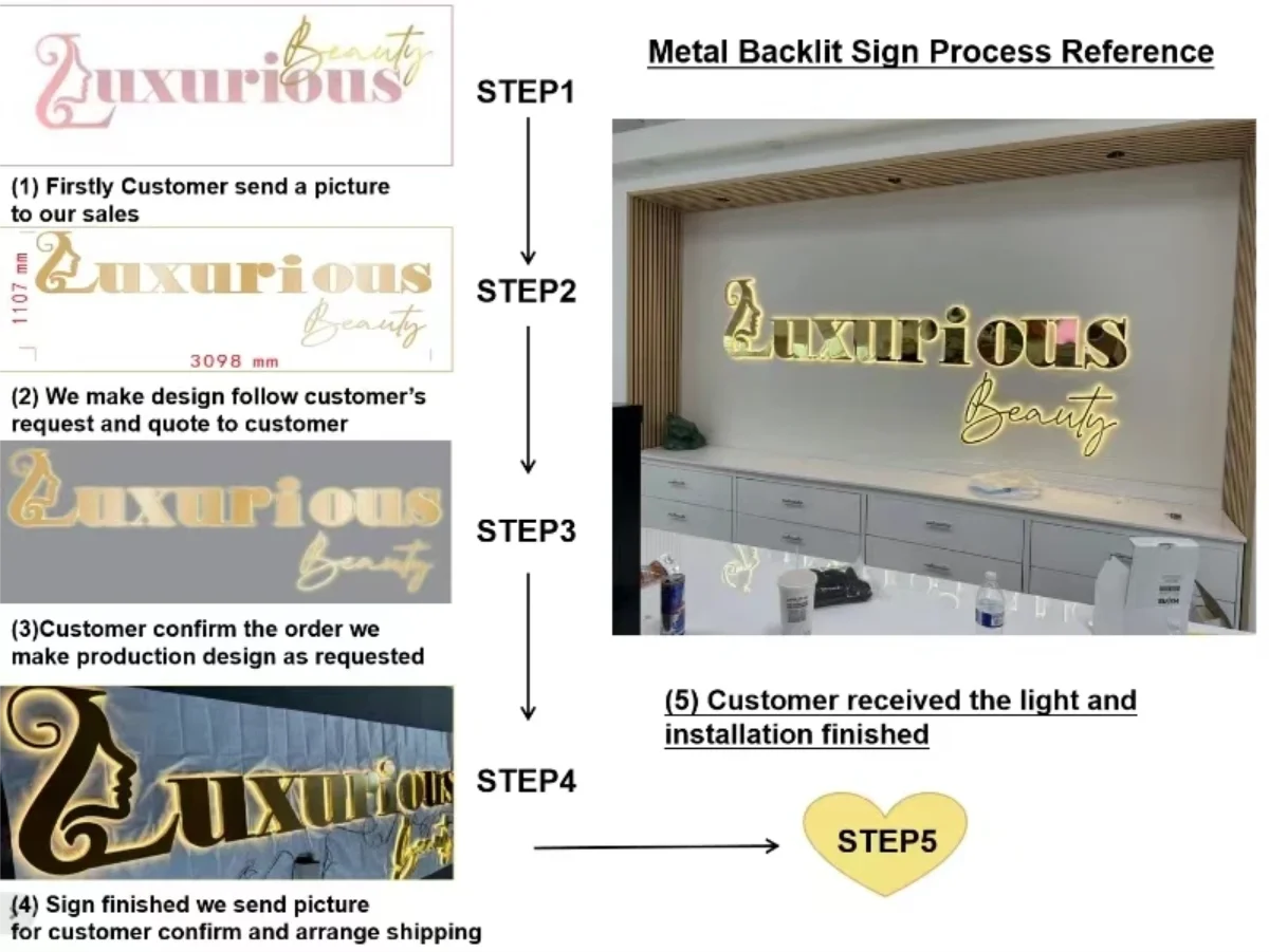 Custom Metal illuminated Backlit Sign 3D Letters For Business Logo Salon Storefront Office Outdoor Trade Show Metal Backlit Sign