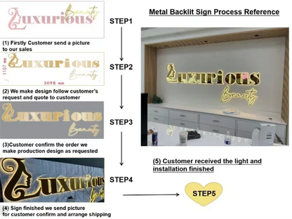 Custom Metal illuminated Backlit Sign 3D Letters For Business Logo Salon Storefront Office Outdoor Trade Show Metal Backlit Sign