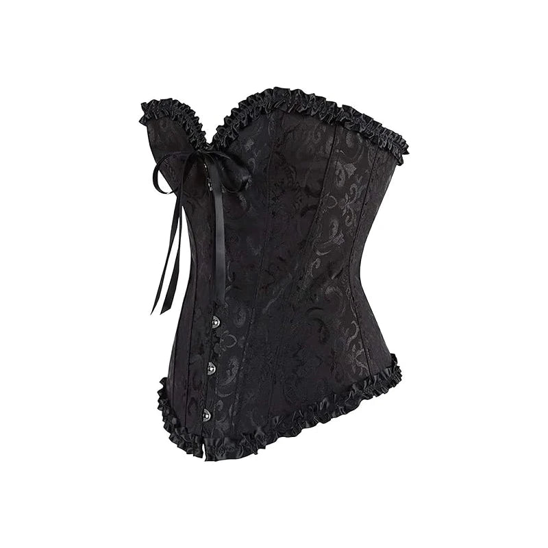 BurVogue Women Lace Up Sexy Floral  Boned Corset Overbust Body Shaper BustierLingerie Bodyshaper Top Corsets Top