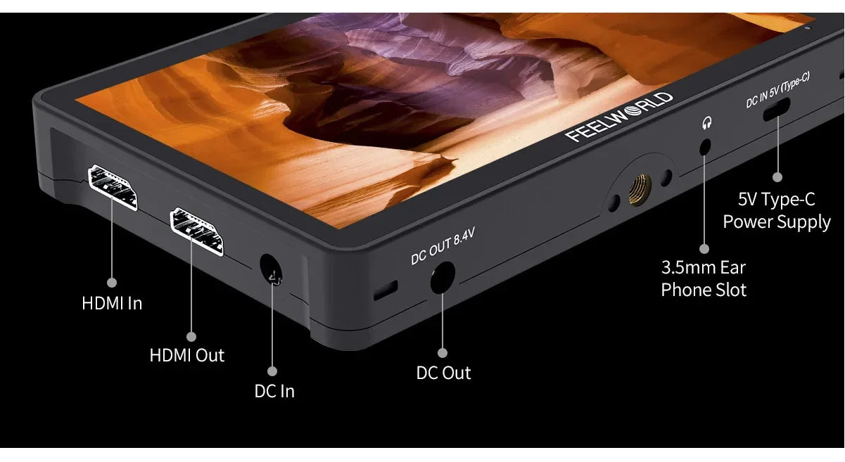 FEELWORLD F5 PRO V4 6" 3D LUT Touchscreen Monitor 4K HDMI I/O High-Res Rec.709 Aux Power Multiple Mounting Options
