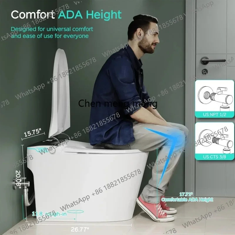 CC 45Elongated Smart Toilet with Bidet Built in,ADA Bidet Height,Foam Dispenser,One-Piece Toilet with Instant Warm Water and Dry