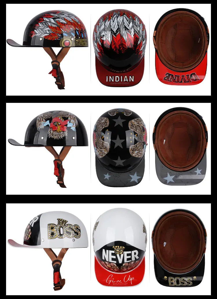 Vintage men's baseball caps motorcycle retro helmets ladybug helmets electric car baseball caps half helmets
