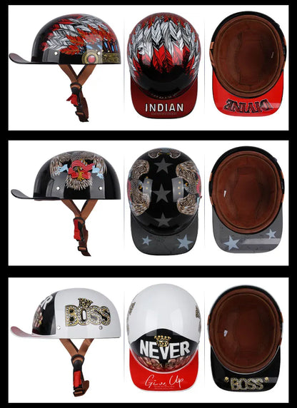 Vintage men's baseball caps motorcycle retro helmets ladybug helmets electric car baseball caps half helmets