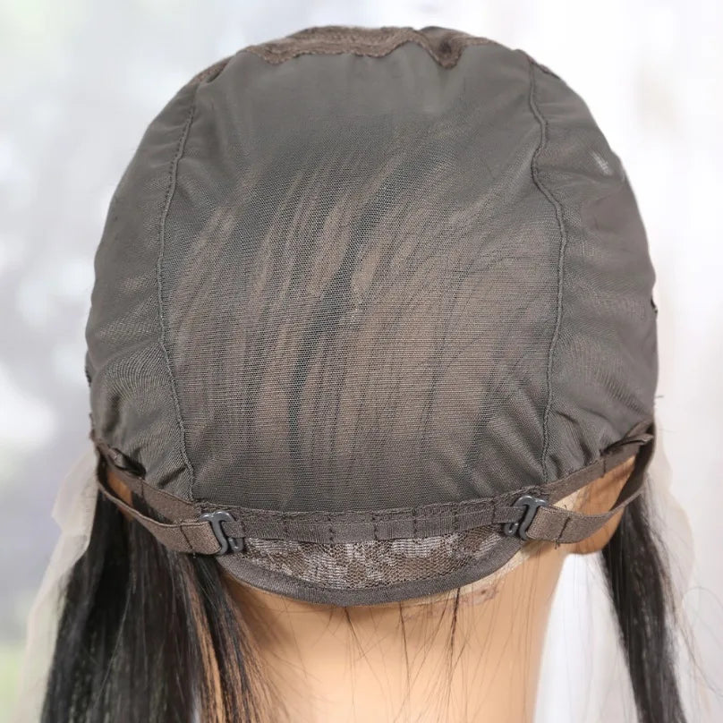 Straight Virgin Hair T13x6 Lace Front Wig Cap with Adjustable Straps,  Natural Hairline Transparent Lace Frontal Only Wig Cap