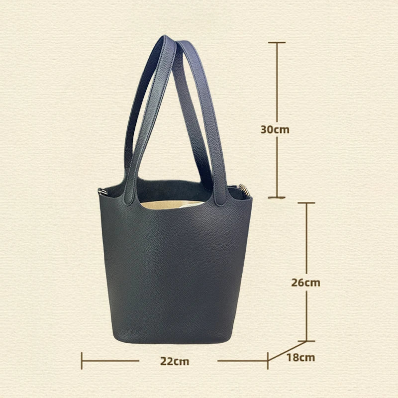 Mendy Large Women's Bag Vintage Leather Bucket Bag 26CM Tote Hobo Bag for Women Soft Leather Underarm Shoulder Purse Handbag New