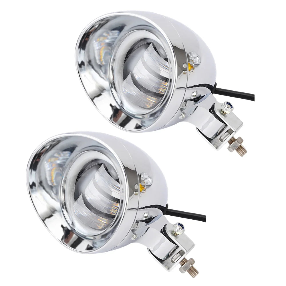Motorcycle Driving Passing Fog Spot Light Turn Signal Lamp For Cruisers Choppers Cafe Racers Custom Honda Suzuki LED Fog Light