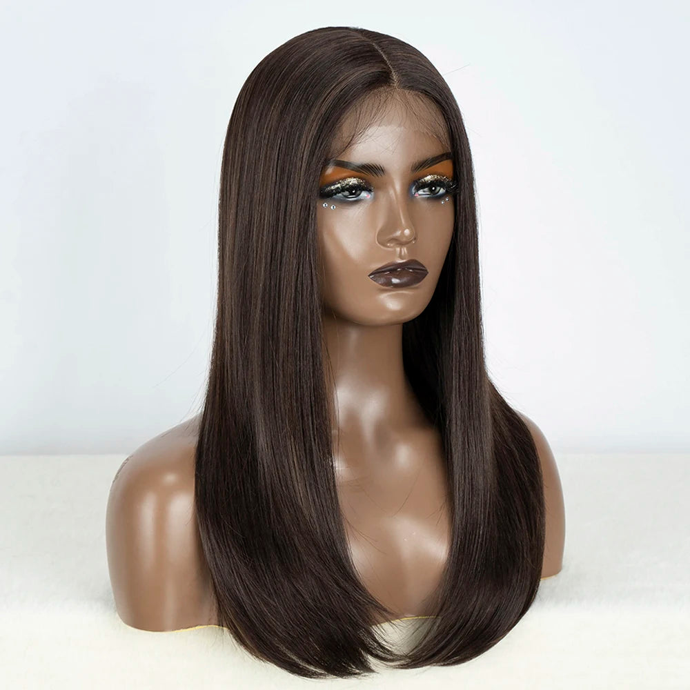 Synthetic Lace Front Wigs Long Bob Straight Wig Brown Blonde Black Color 22" Hair For Women Lace Wig Heat Resistant Cosplay Wigs