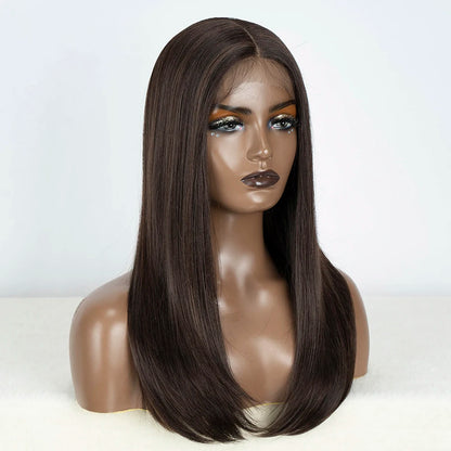Synthetic Lace Front Wigs Long Bob Straight Wig Brown Blonde Black Color 22" Hair For Women Lace Wig Heat Resistant Cosplay Wigs