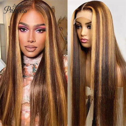 Honey Blonde 4/27 Highlight Wig 13x6 HD Lace Frontal Natural Hairline Pre-Plucked 13x4 Bone Straight Colored Lace Front Wigs