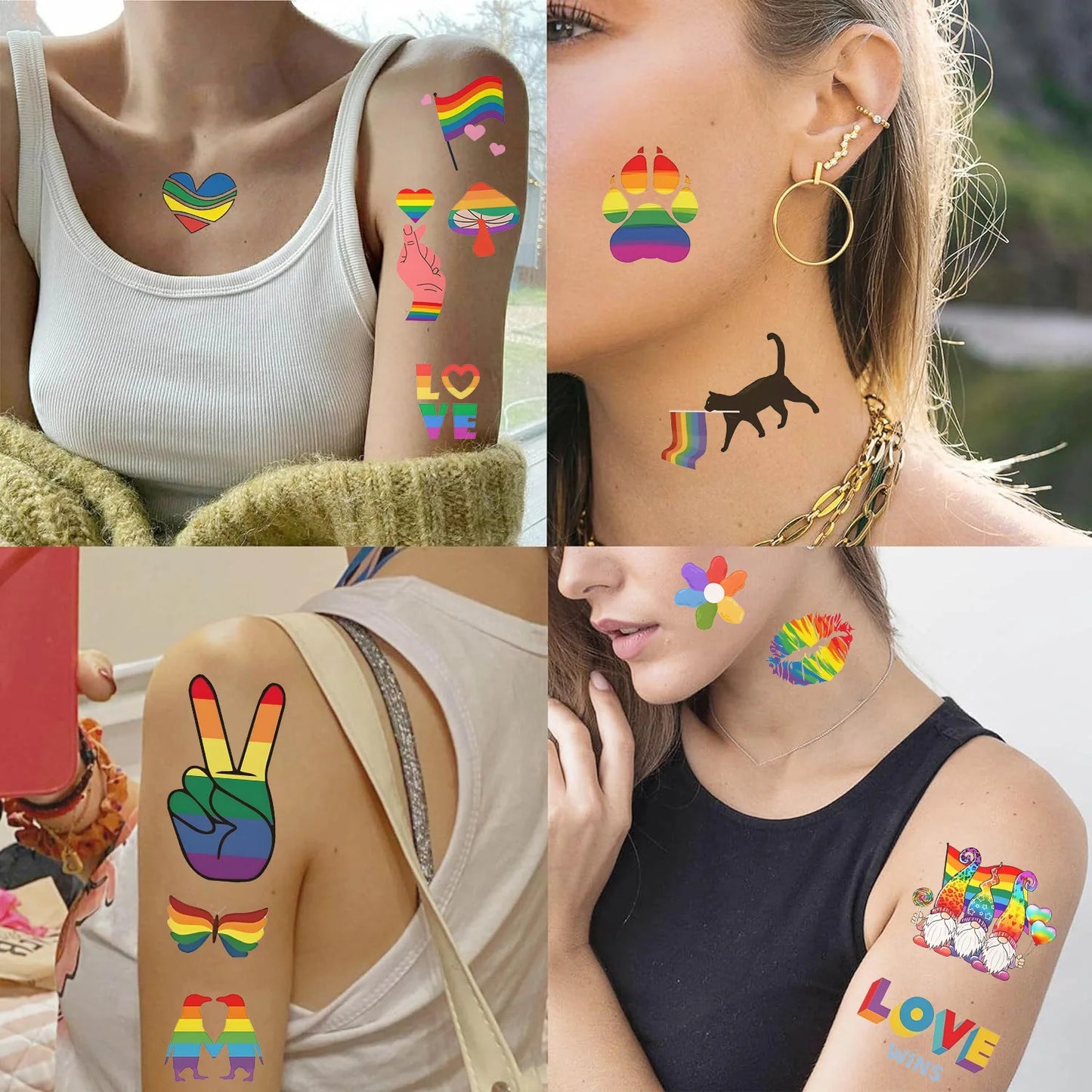 10Pcs Sheets of Pride Tattoos,  LGBT Pride Face Tattoos Temporary, LGBT Gay Pride Accessories for Parades, Festivals and Parties
