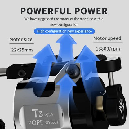 POPEIRONS Brand T3Pro Rotary Tattoo machine Adjustable Stroke 2225 Powerful Motor tattoo gun