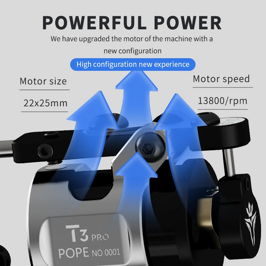 POPEIRONS Brand T3Pro Rotary Tattoo machine Adjustable Stroke 2225 Powerful Motor tattoo gun
