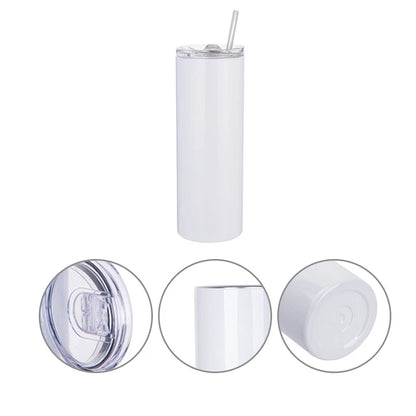 20oz Sublimation Straight Tumbler Stainless Steel Skinny Tumbler with Straw Lid Portable Bottle For Wedding Gift Cup
