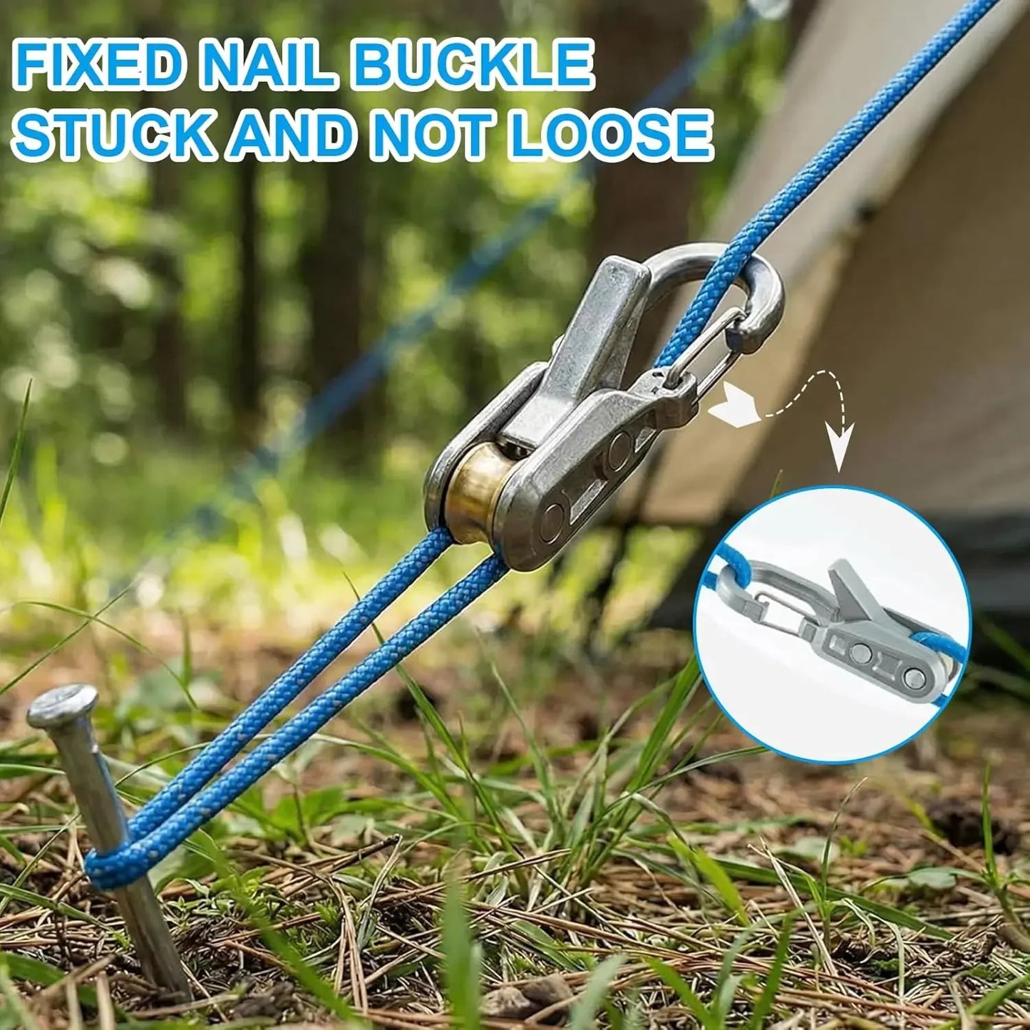 Heavy-duty rope lashing tools and tensioners, roller tensioners and adjustable buckles, with auxiliary ropes, ideal for camping