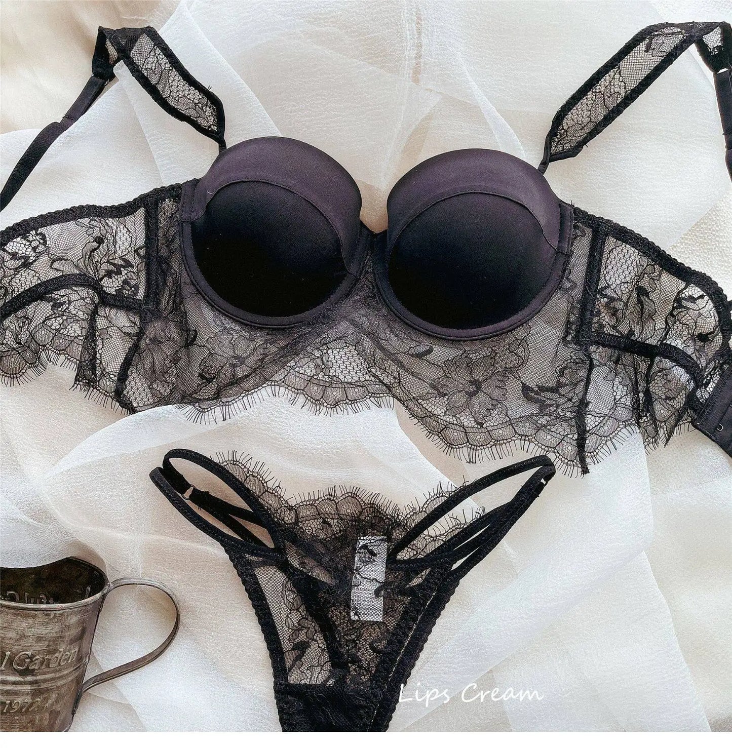 Women Lace Push Up Bra Wireless Thin Cotton Underwire Shaping Bras Anti Sagging Bralette 2 Piece Panty Set Sexy Lingerie S-XL