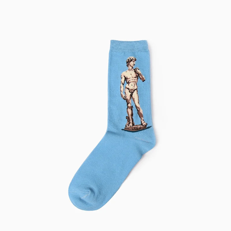 1 Pair Autumn Winter Retro Men Socks Couple Socks New Art Van Gogh Mural World Famous Oil Painting Series Funny Socks