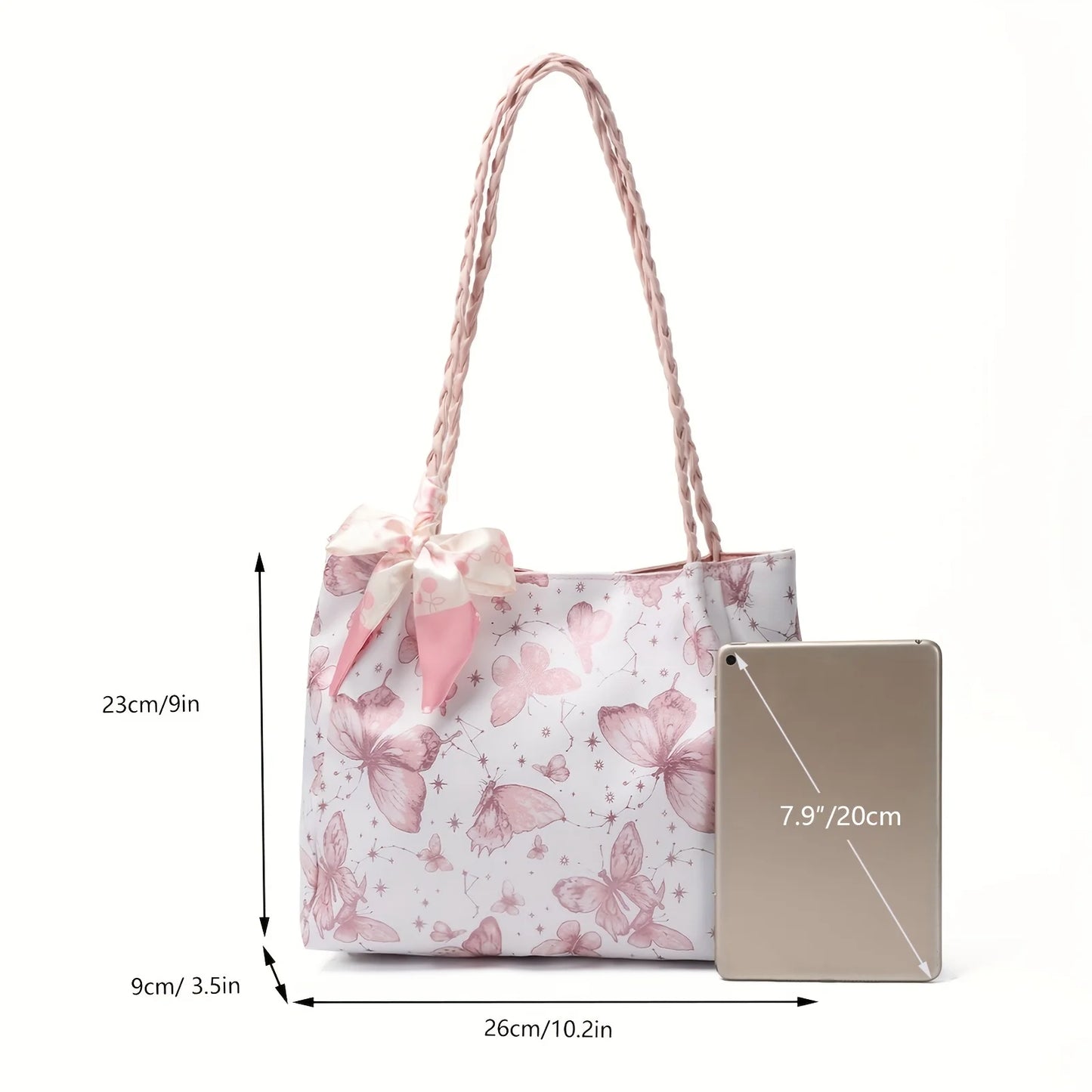 【Hot New】Cute Artistic Texture Butterfly Print Tote Bag for Women  Ideal for Shopping  Class & Commuting  Perfect Gift Option