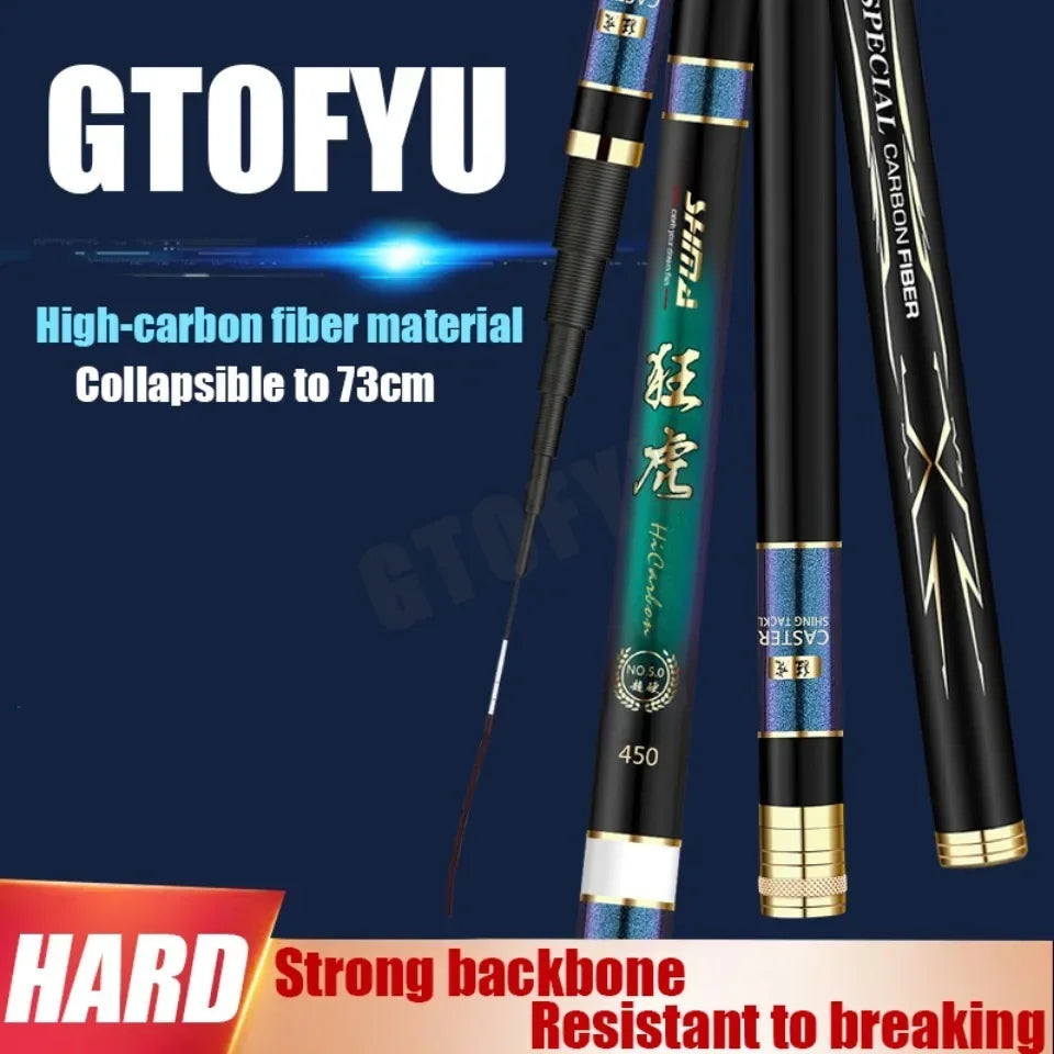Telescopic Stream Rod 3.6M/4.5M/5.4M/6.3M/7.2M/8M/9M Carbon Reservoir Pond Fishing Rod Super Light Hard Fiber Hand Fishing Pole