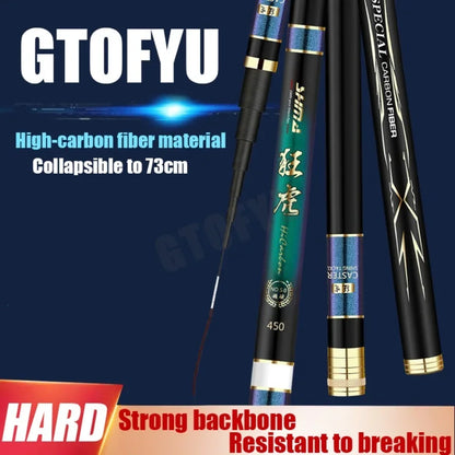 Telescopic Stream Rod 3.6M/4.5M/5.4M/6.3M/7.2M/8M/9M Carbon Reservoir Pond Fishing Rod Super Light Hard Fiber Hand Fishing Pole
